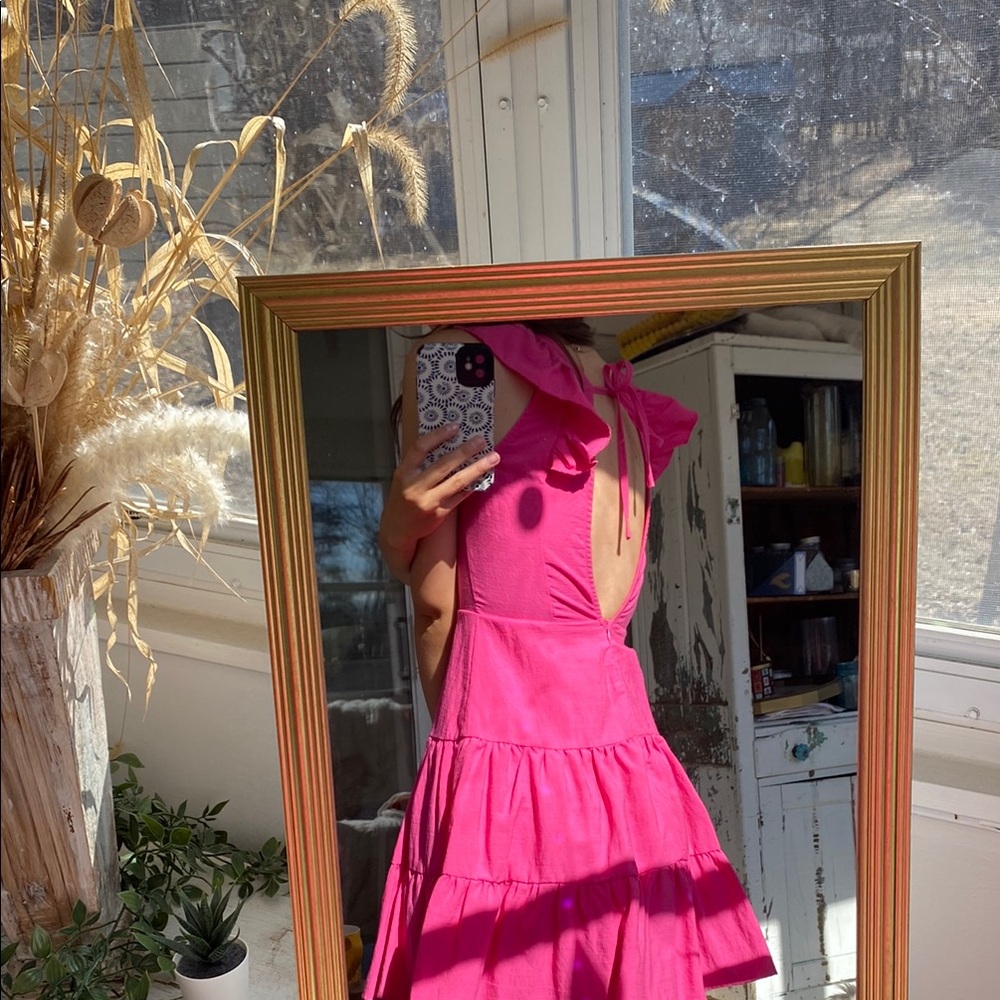 Pink Ruffle Mini Dress - Picture 4 of 5